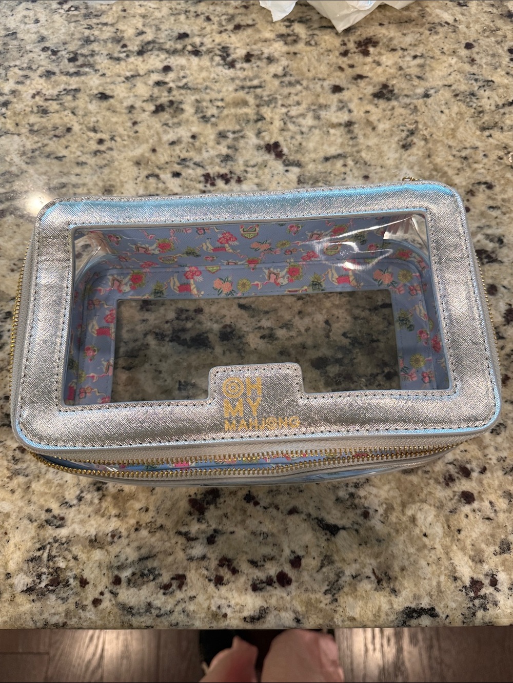 Oh My Mahjongg Silver Clear-Top tile bag